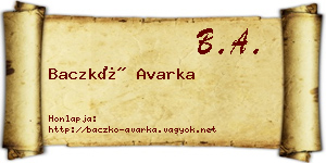 Baczkó Avarka névjegykártya